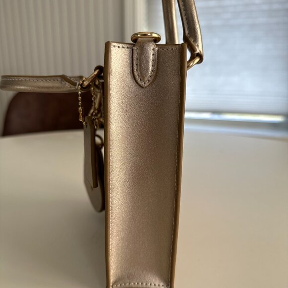 Mini Coach Brown Tote Bag with Gold Accents - Picture 9 of 15